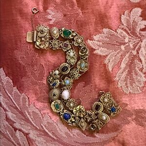 Vintage signed Goldette double slide bracelet